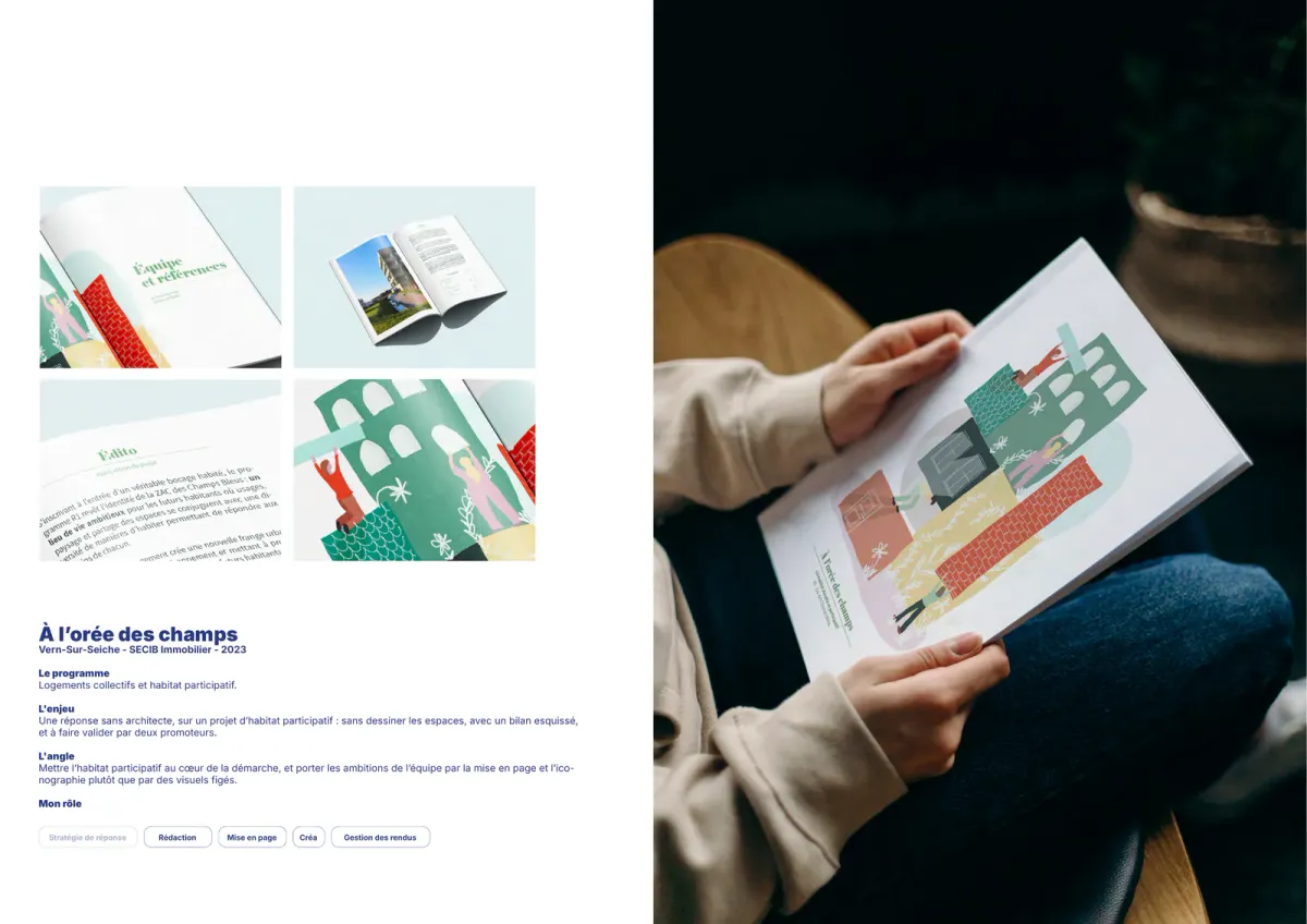 Double page du book : À l'orée des champs, à Vern-sur-Seiche